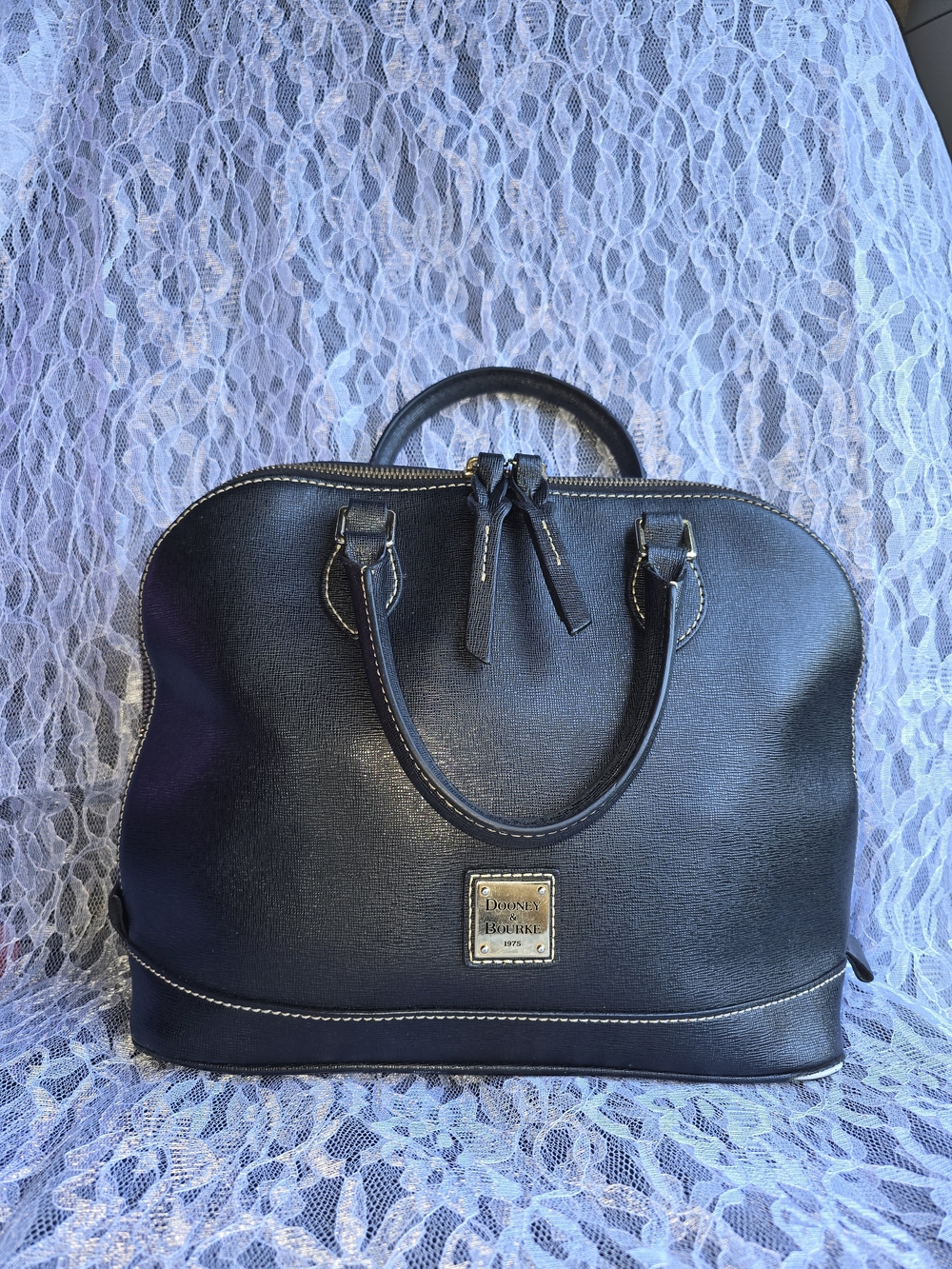 Dooney & Bourke Black Saffiano Leather Dome Satchel